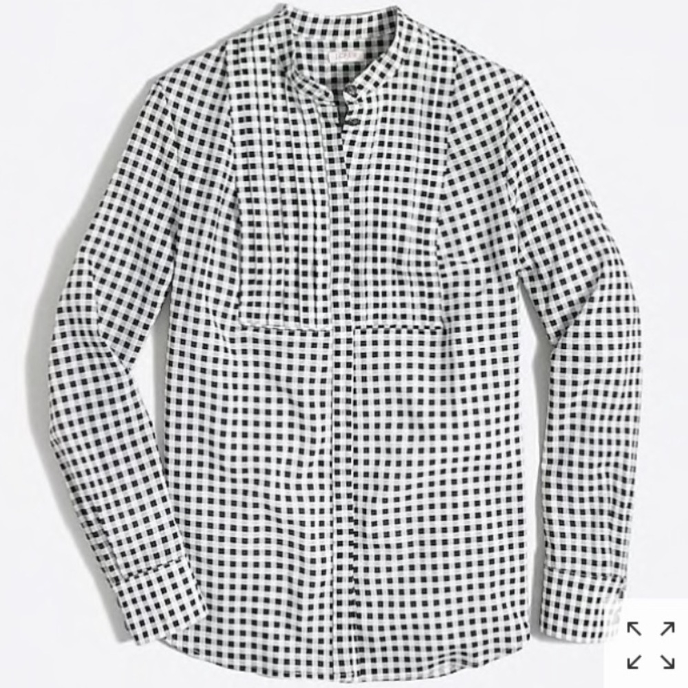 J.Crew Black & White Gingham Blouse
